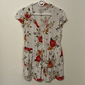 Torrid Blouse Cap Sleeve White with Red Flowers Size 00 Women's